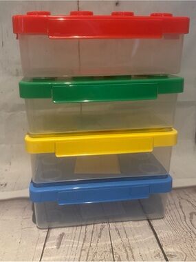 NWT Teaching Tree 4 piece Large Lego style organizer containers